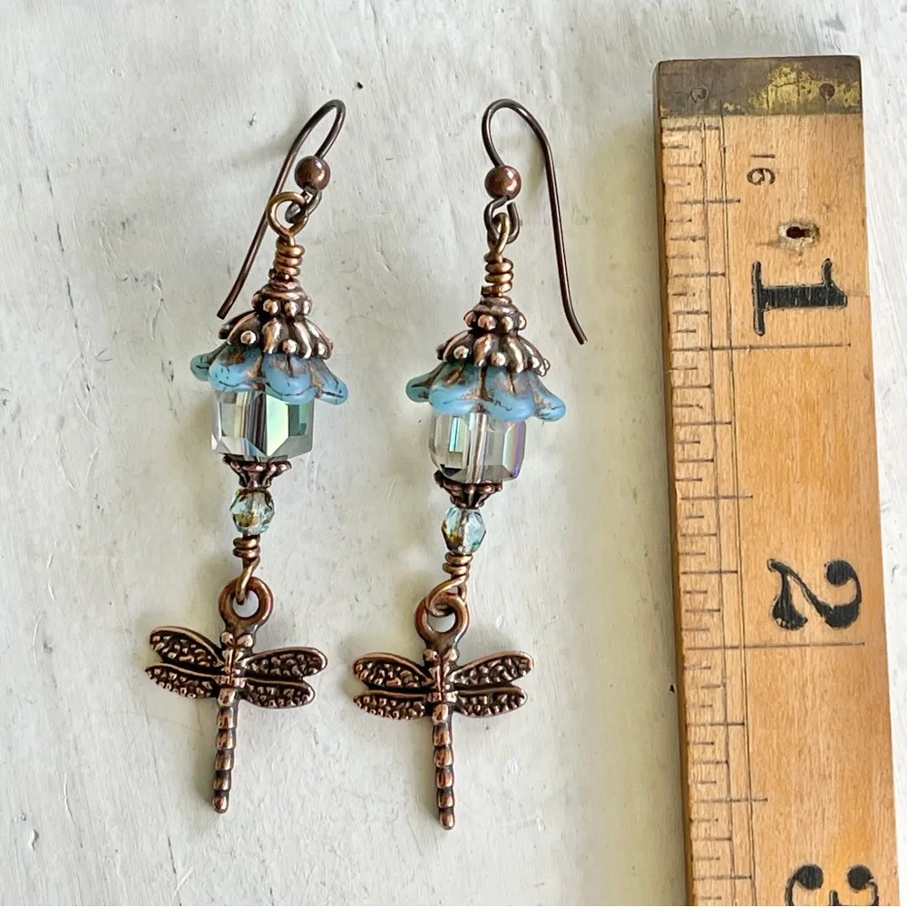 ARTISAN Earrings - “Dragonfly Lanterns” Dangles - Picture 11 of 12